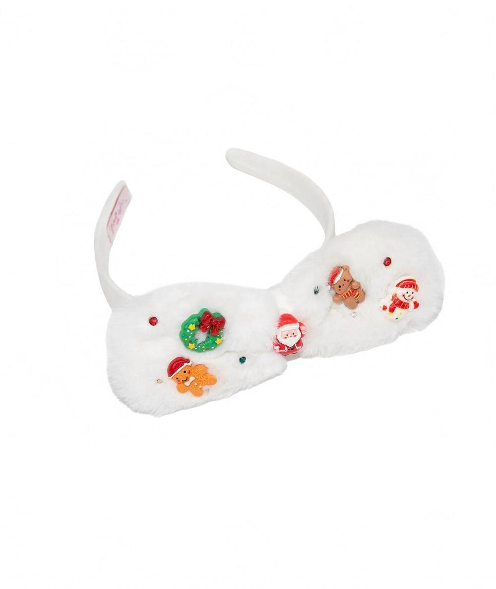 NEW BARI LYNN girls' crystal charm faux fur christmas headband in white